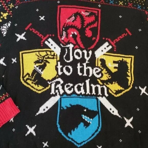 HBO Game Of Thrones Sweater M Ugly Christmas Westeros Joy To The Realm Knit Xmas - Picture 2 of 6